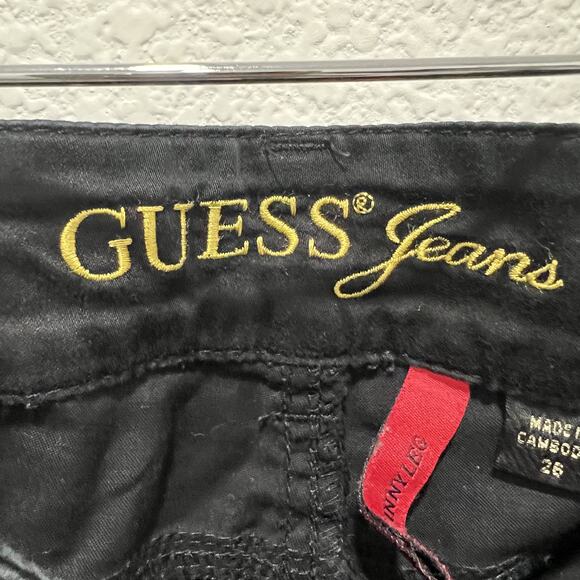 Guess Women's Black Skinny Stretch Denim Pants Daredevil Skinny Size 26 - Picture 3 of 10
